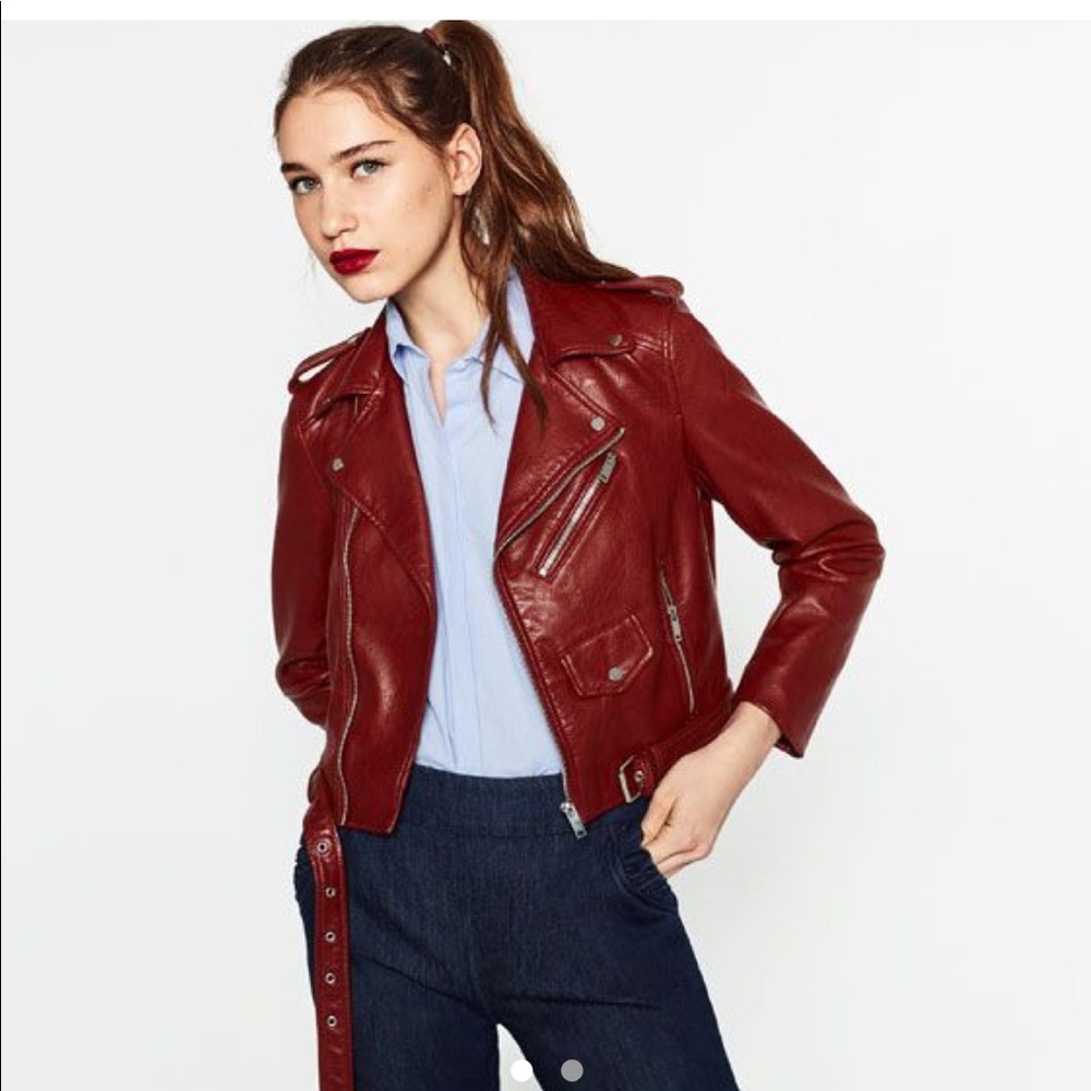Red/burgundy leather jacket